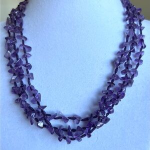 Elegant Amethyst & Ribbon Necklace